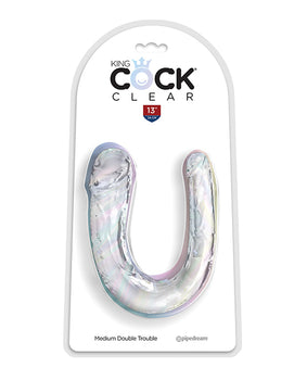 King Cock Clear Medium Double Trouble Dildo - Clear - Featured Product Image