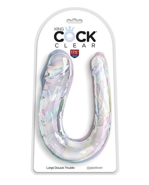 King Cock Clear Consolador grande Double Trouble - Transparente - featured product image.