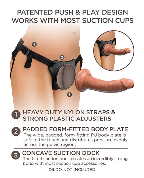 King Cock Elite Comfy Body Dock Strap-On Harness in Black Product Image.