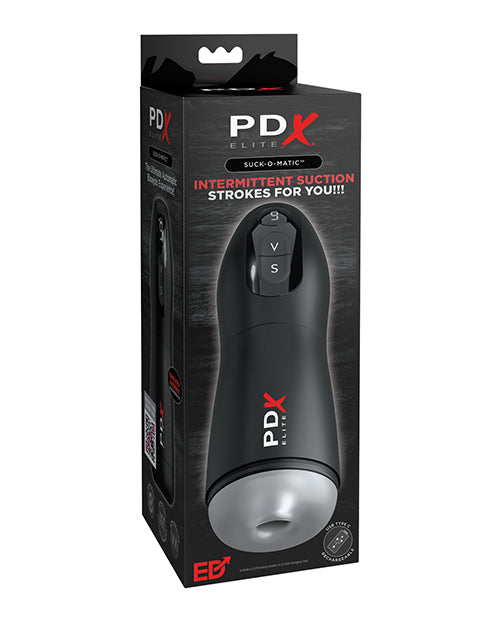 PDX Elite Suck-O-Matic Vibrating Stroker - Frosted/Black Product Image.