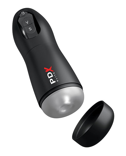 PDX Elite Suck-O-Matic Vibrating Stroker - Frosted/Black Product Image.