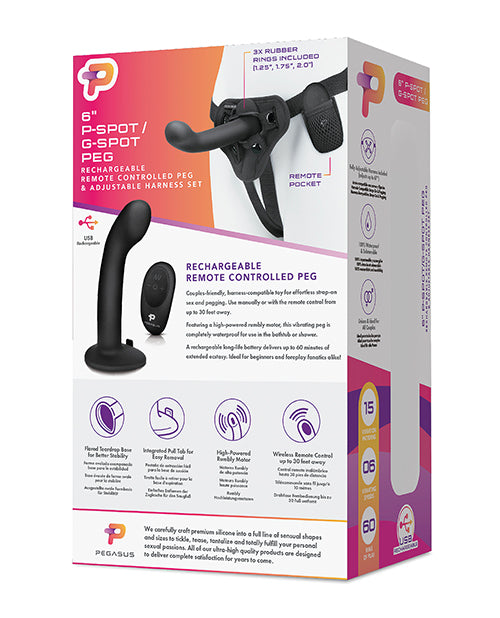 Pegasus 6" Rechargeable P-Spot G-Spot Peg Set Product Image.