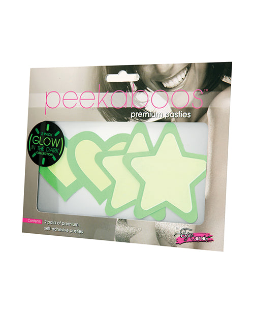 Glow In The Dark Hearts & Stars Earrings - 2 Pairs Product Image.