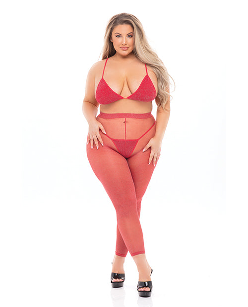 Pink Lipstick Tall Order Bra Top & Leggings Set Product Image.