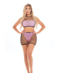 Pink Lipstick Crave You Neon Orange Large Fishnet Lingerie Set