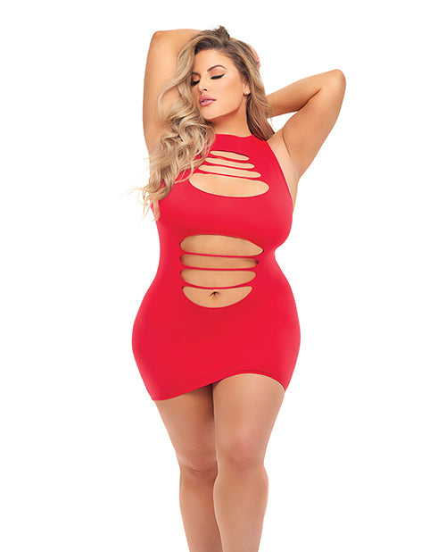 Pink Lipstick Can't Commit Shredded Dress in Radiant Red - featured product image.