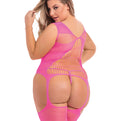 Flight Risk Sheer Bodystocking - Pink 1X-3X