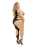 Pink Lipstick Show You How Cut-Out Bodystocking in Black