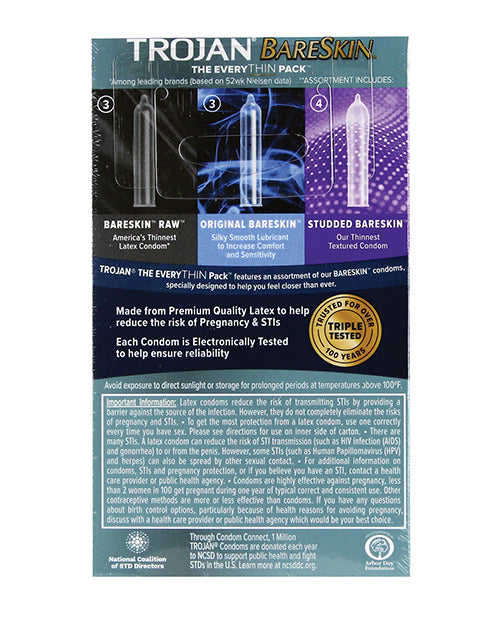 Paquete variado de condones Trojan BareSkin - Paquete de 10 Product Image.