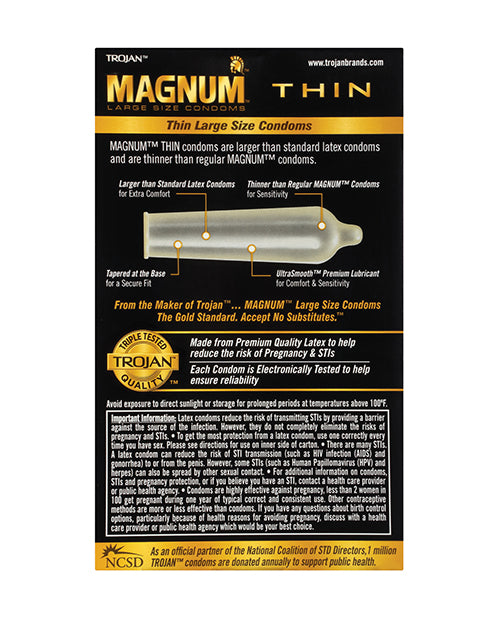 Trojan Magnum Thin Condoms: Ultra Pleasurable Sensation Product Image.