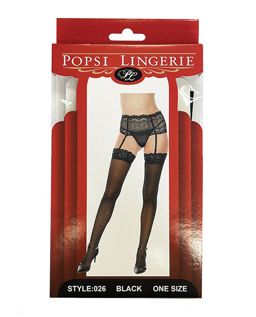 Popsi Lingerie 矽膠蕾絲上衣大腿高筒絲襪 Product Image.