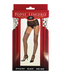 Popsi Lingerie Diamond Net Thigh High Black Stockings