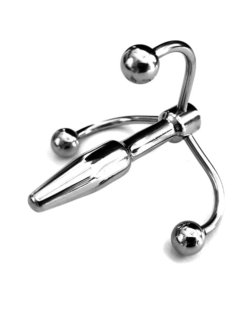 Rouge Stainless Steel Crown Penis Plug: Triple Hook Design