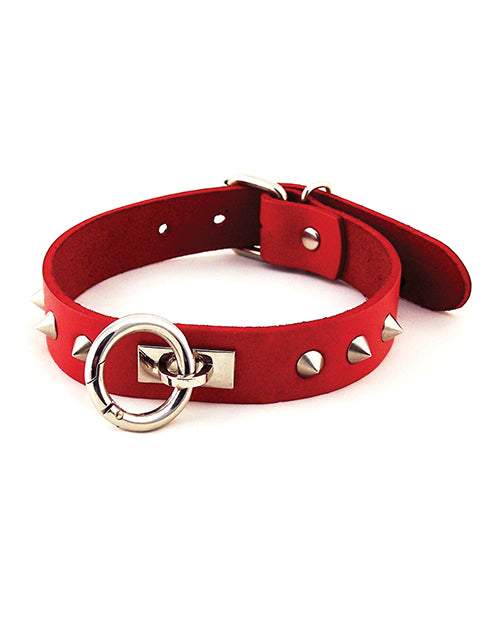 Rouge Leather Studded O-Ring Collar Product Image.