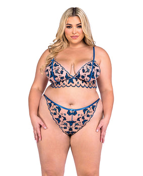 Bralette y braguita bordados Butterfly Beauty - Azul - Featured Product Image