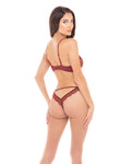 Rene Rofe Luxe Comfort Bra Top & Thong Set in Burgundy