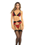 Rene Rofe Lace Bra, Garter Belt & G-string Set - Allure and Elegance