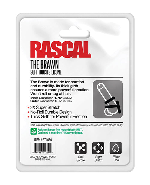 Rascal The Brawn Anillo para el pene de silicona negro Product Image.