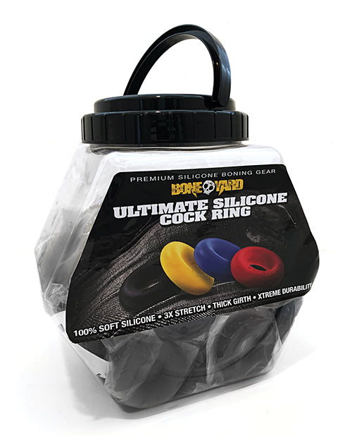 Boneyard Ultimate - Pecera de silicona con anillo para el pene, cuenco negro (paquete de 50) Product Image.