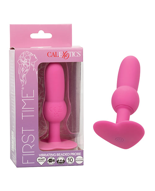 First Time Vibrating Beaded Anal Probe - Pink - featured product image.