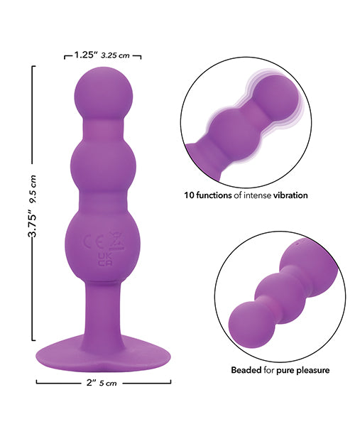 Sonda anal vibratoria con cuentas triples por primera vez - Púrpura Product Image.