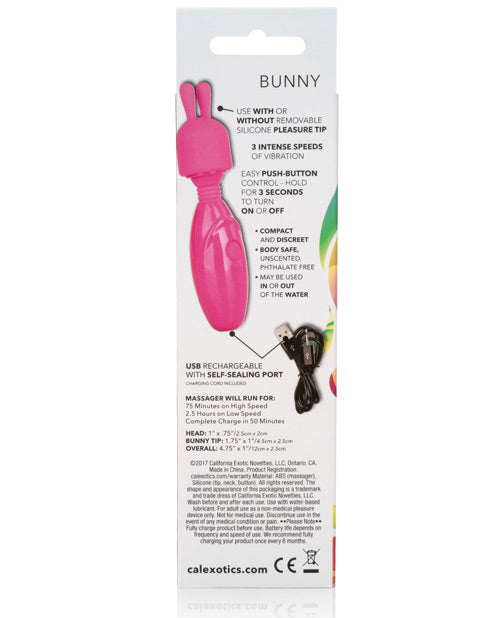 Tiny Teasers Bunny Mini Wand Massager en rosa: tu lujoso compañero para el éxtasis Product Image.