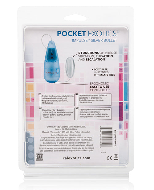 Impulse Silver Bullet Pocket Exotics - Compañero de placer en movimiento Product Image.