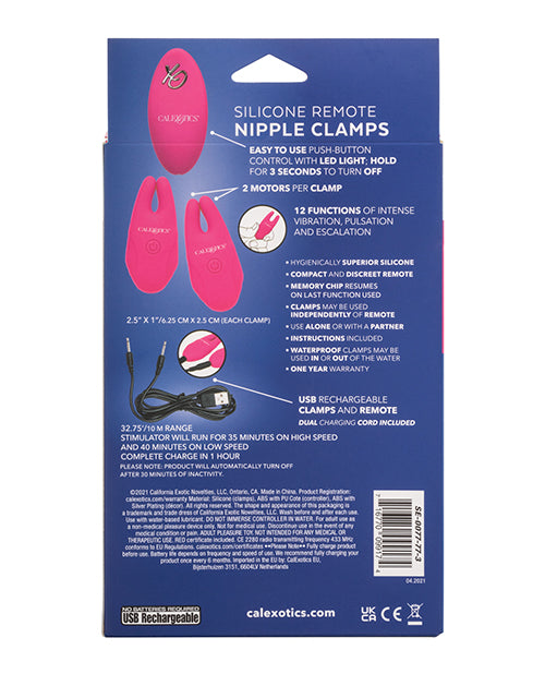 Silicone Nipple Clamps with Remote Control - Hands-Free Stimulation Product Image.