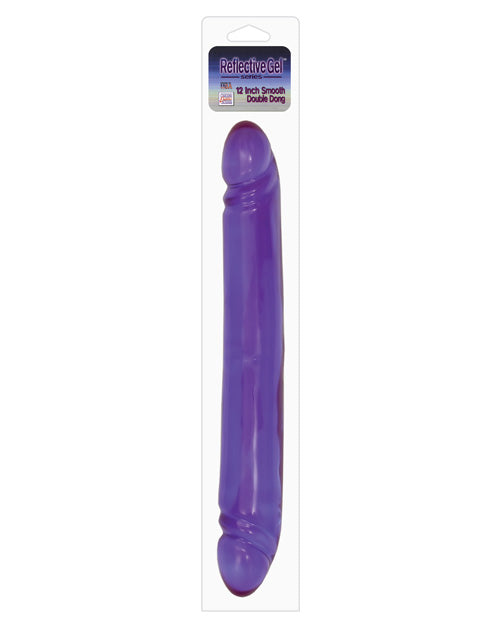12" Reflective Gel Smooth Double Dong - Lavender - featured product image.