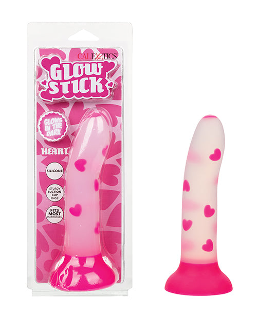 Consolador Glow Stick Heart con ventosa que brilla en la oscuridad - Rosa - featured product image.