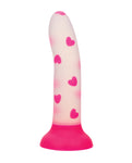 Glow Stick Heart Suction Cup Glow-in-the-Dark Dildo - Pink