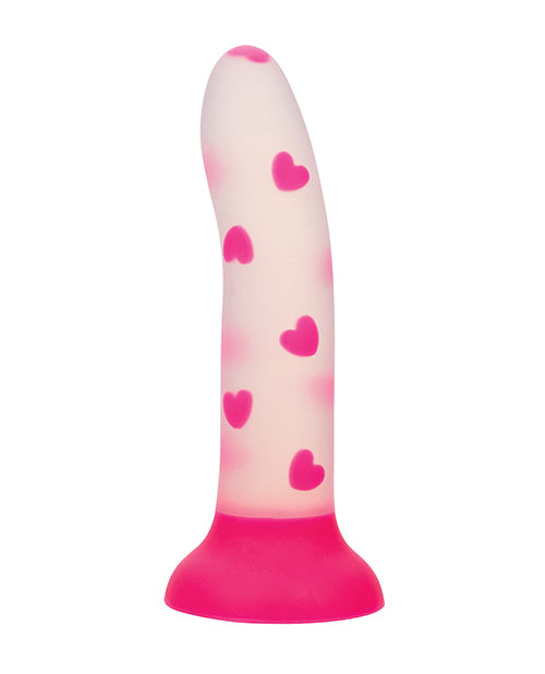 Glow Stick Heart Suction Cup Glow-in-the-Dark Dildo - Pink Product Image.