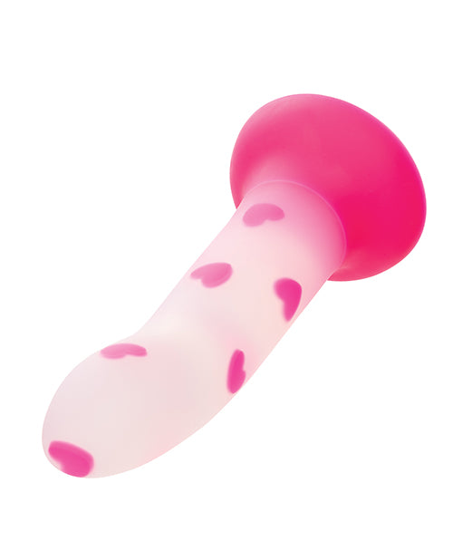 Glow Stick Heart Suction Cup Glow-in-the-Dark Dildo - Pink Product Image.