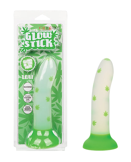 Glow Stick Leaf Suction Cup Glow-in-the-Dark Dildo - Green - featured product image.