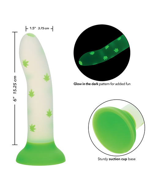 Consolador Glow Stick Leaf con ventosa que brilla en la oscuridad - Verde Product Image.