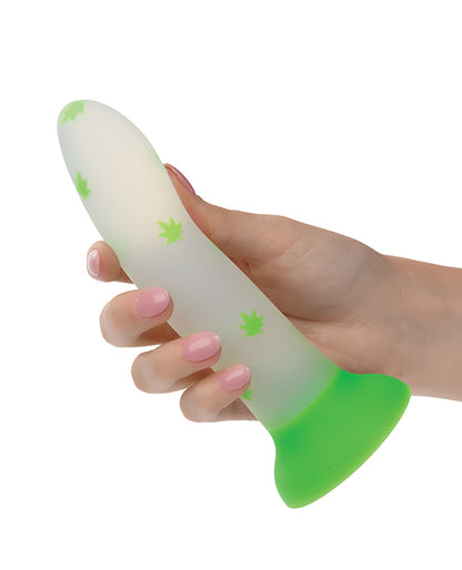 Glow Stick Leaf Suction Cup Glow-in-the-Dark Dildo - Green