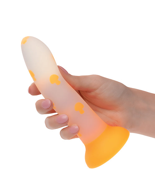 發光棒蘑菇吸盤夜光假陽具 - 黃色 Product Image.