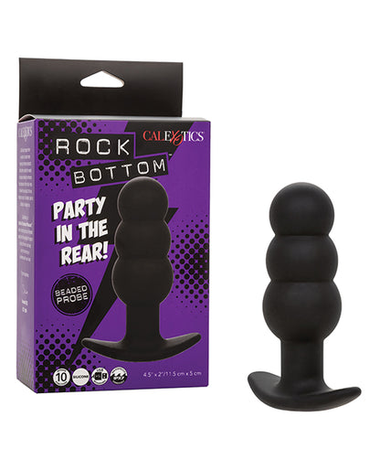 Sonda anal con cuentas Rock Bottom - Negro