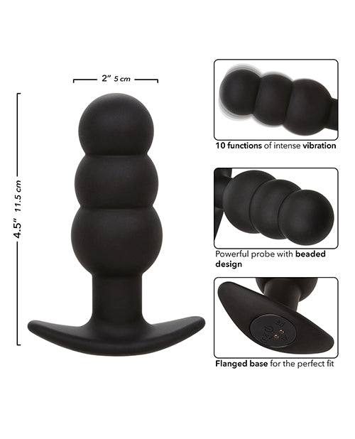 Rock Bottom Beaded Anal Probe in Black: A Journey of Ecstasy Product Image.