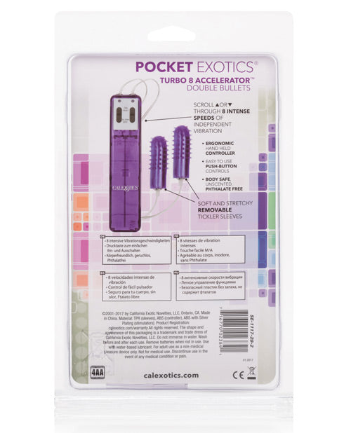 Pocket Exotics Turbo 8 Double Bullets: Purple Pleasure Accelerator Product Image.