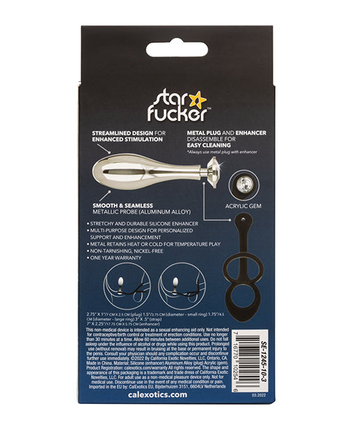 Star Fucker Teardrop Gem Plug with Silicone Enhancer in Black Product Image.