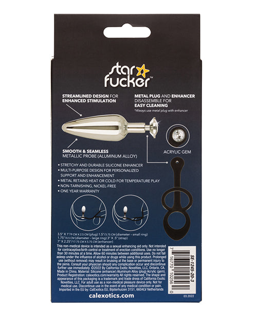 Star Fucker Black Gem Plug with Silicone Enhancer Product Image.