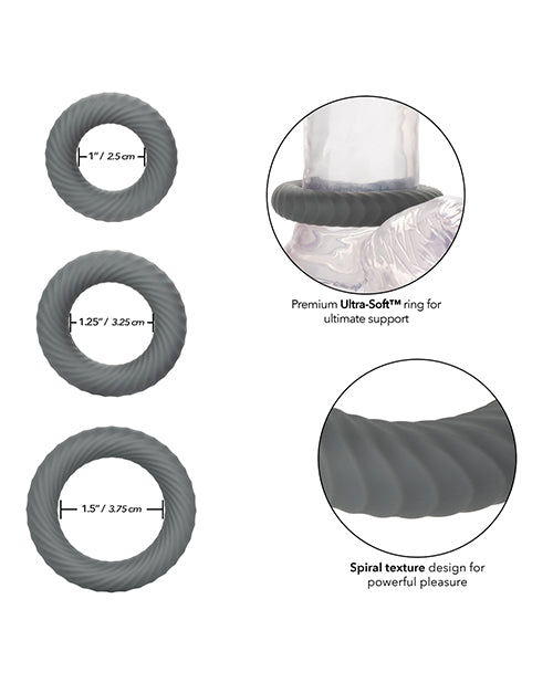 Link Up Ultra-Soft Grey Spiral Texture Rings Product Image.
