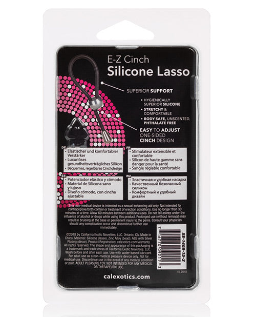 E-Z Cinch Silicone Lasso Ring - Black Product Image.