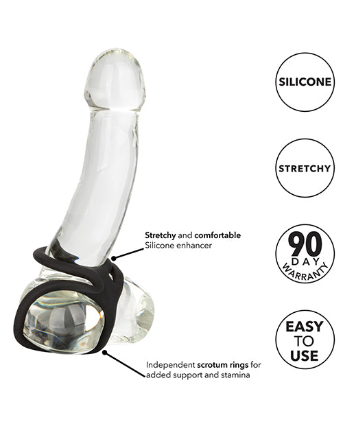Black Silicone Ball Spreader: Triple Support for Ultimate Pleasure Product Image.