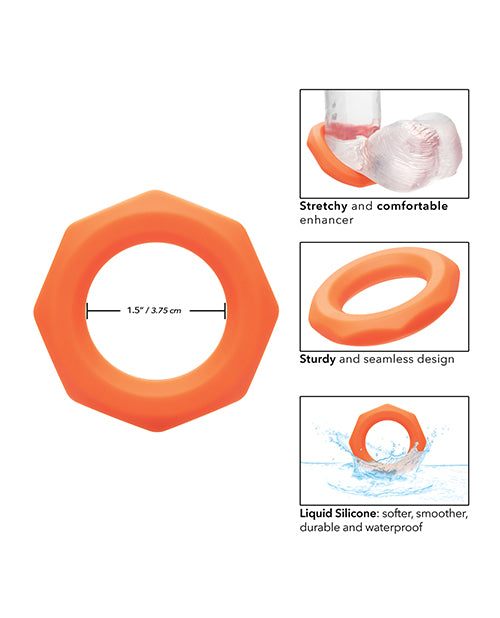 Anillo sexágono de silicona líquida Alpha - Naranja: placer explosivo y soporte superior Product Image.