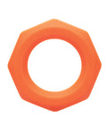 Alpha Liquid Silicone Sexagon Ring - Orange: Explosive Pleasure & Superior Support