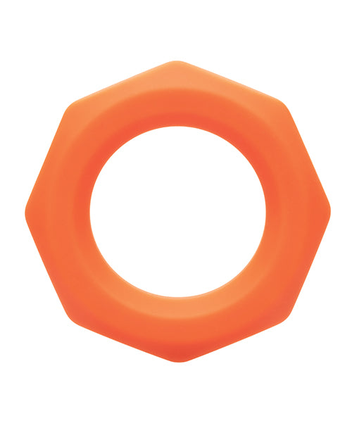 Anillo sexágono de silicona líquida Alpha - Naranja: placer explosivo y soporte superior Product Image.
