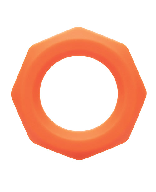 Anillo Sexagon de silicona líquida Alpha - Naranja: enciende tus aventuras íntimas Product Image.