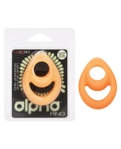 Alpha Liquid Silicone Glow in the Dark Teardrop Cock Ring - featured product image.